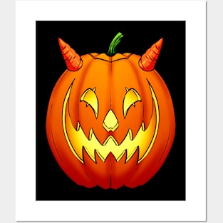 Halloween pumpkin head Posters and Art